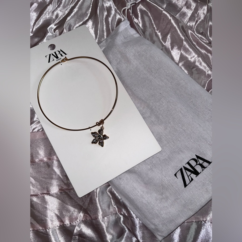 Zara rhinestone gold choker
